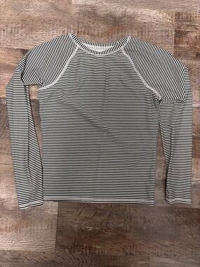 aerie Black & White Striped Long-Sleeve Crew Tee